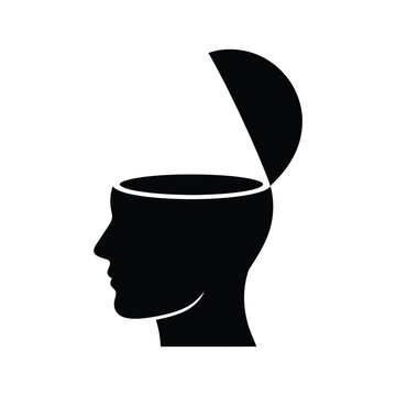 Open head silhouette against a white background conceptual graphic