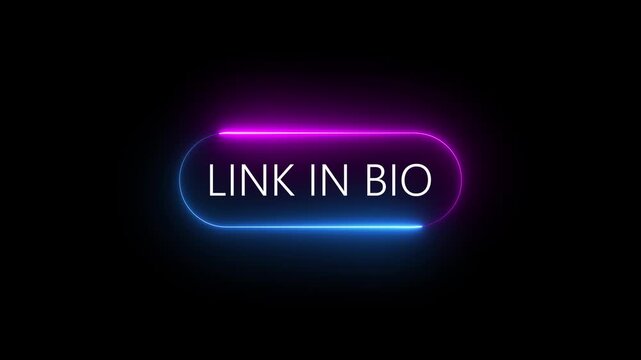 Link In Bio Button Glowing. Alpha channel, transparent background. 4K resolution