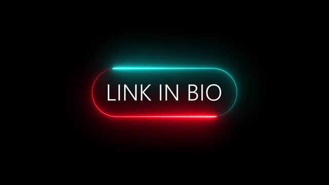 Link In Bio Button Glowing. Alpha channel, transparent background. 4K resolution