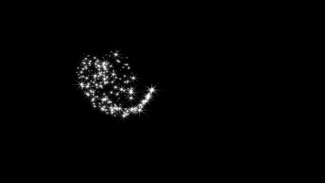 Twinkle stars line glitter sparkles, sparkling stars shine animation, blinking cartoon stars, star sparkle vector doodles, glowing light effect in seamless 4K black screen animation for video.