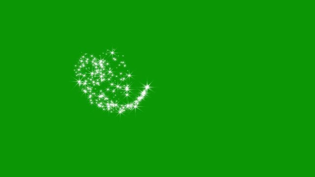Twinkle stars line glitter sparkles, sparkling stars shine animation, blinking cartoon stars, star sparkle vector doodles, glowing light effect in seamless 4K green screen animation for video.