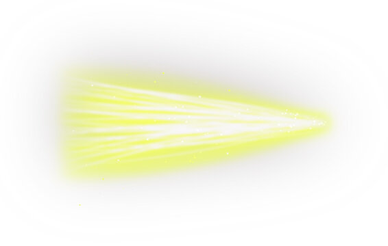 Abstract yellow light beam effect isolated on transparent background