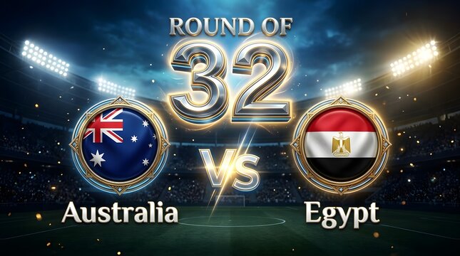 Round of 32 match between australia and egypt national football teams