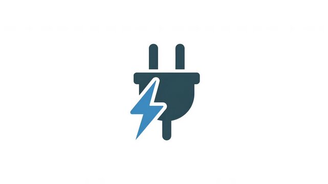 Electric Plug and Lightning Bolt Energy Concept Animation