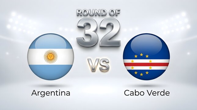 Round of 32 match between argentina and cabo verde soccer teams