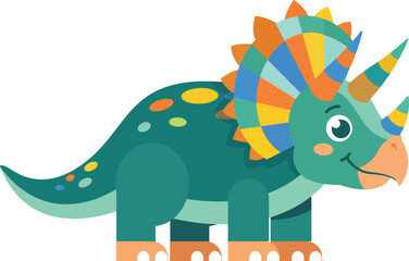 Colorful cartoon triceratops dinosaur toy. © HyThere