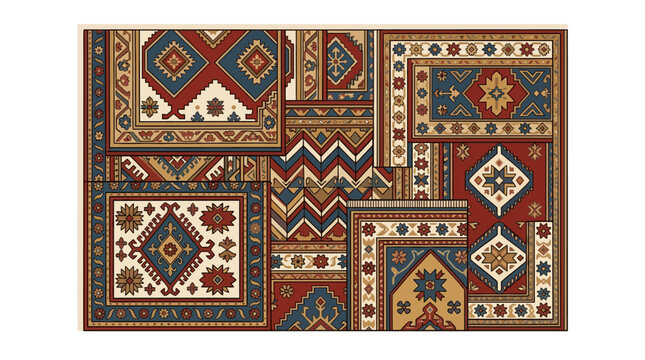 Persian Carpet Patchwork Design - Traditional Oriental Rug Patterns