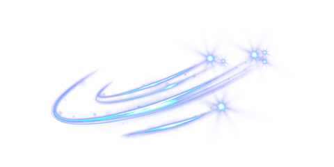 Fototapeta premium Blue Magic Sparkle Swirl with Glowing Star Bursts and Light Trail Isolated on Transparent Background 