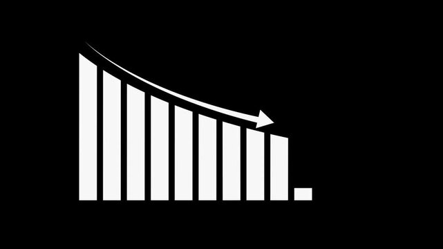 Down arrow business graph chart animation. Loss business graph icon animation. Going down graph chart animation. Decreasing business graph concept.