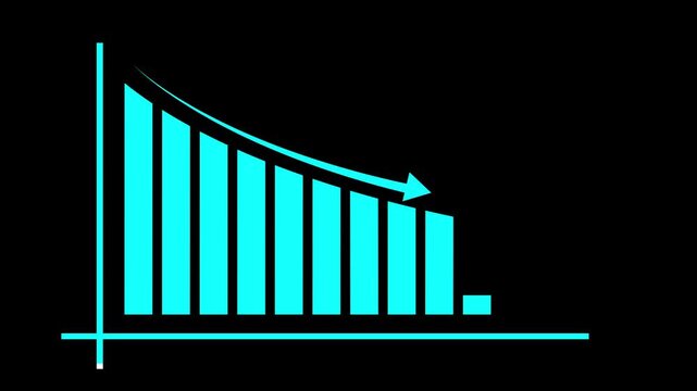 Down arrow business graph chart animation. Loss business graph icon animation. Going down graph chart animation. Decreasing business graph concept.