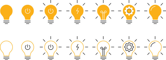 Light bulb icon. thinkng, innovation, Idea light bulb icon. Inspiration creativity lamp icon © Vector studio