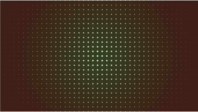Glowing green dot matrix pattern, dark brown background, gradient effect, vector graphic