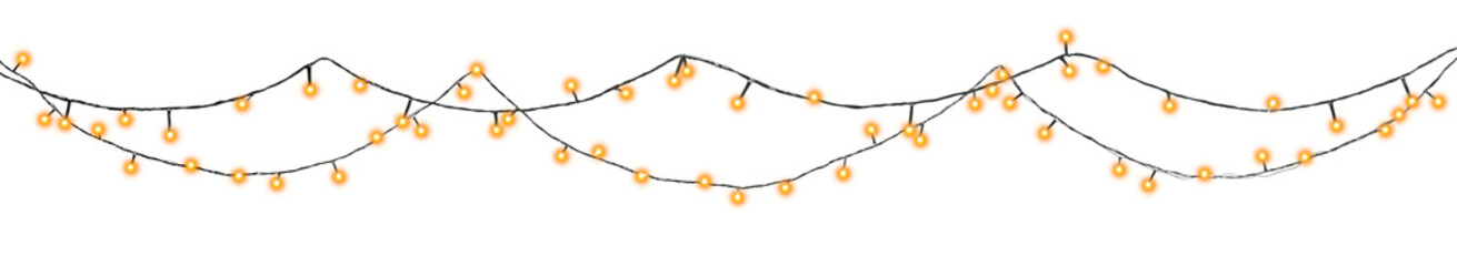 Fototapeta premium Glowing fairy lights on transparent background, png
