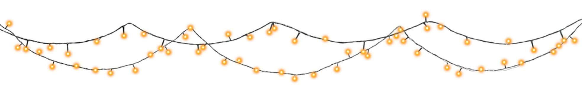 Glowing fairy lights on transparent background, png