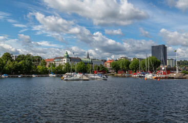 Fototapeta premium Jönköping waterfront and marina cityscape, Sweden