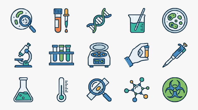 Medical Laboratory Science Icons Set.