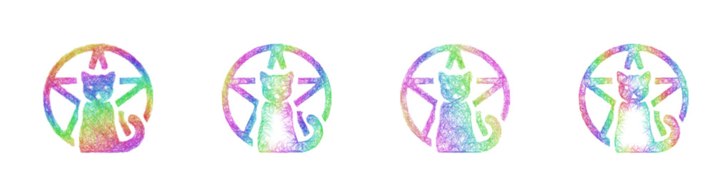 Rainbow sketch summon familiar icon design set