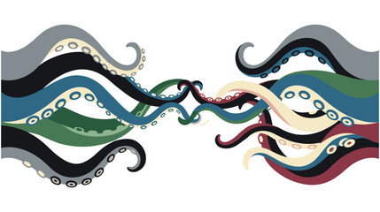 Colorful octopus tentacles abstract swirl design element. © NAZMA