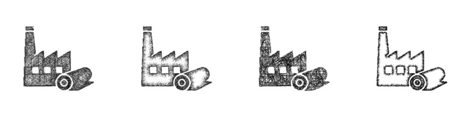 Fototapeta premium Black and white sketch textile manufacturing company logo design set