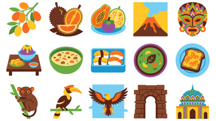 Southeast asian food and culture flat design icons set. © NAZMA