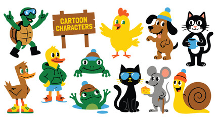 Obraz premium Funny cartoon animals group for kids and design.