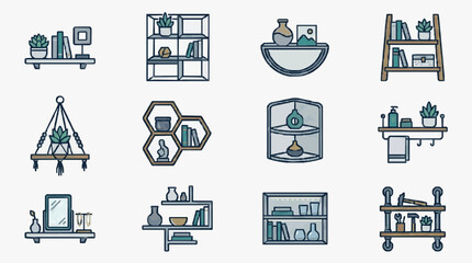 Minimalist Home Storage and Organization Icons. © Mbak
