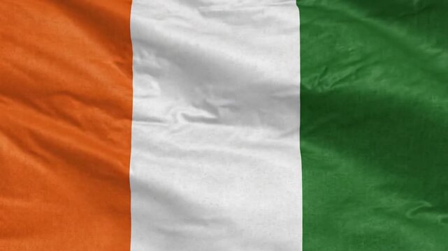 Closeup of the irish flag with vibrant orange white and green vertical stripes