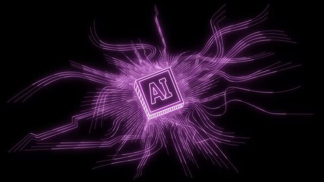 neon Ai Hi-tech digital hud technology innovation futuristic circuit Abstract design. AI artificial intelligence.  micro chip design network connection Big data deep machine learning Cyberspace .