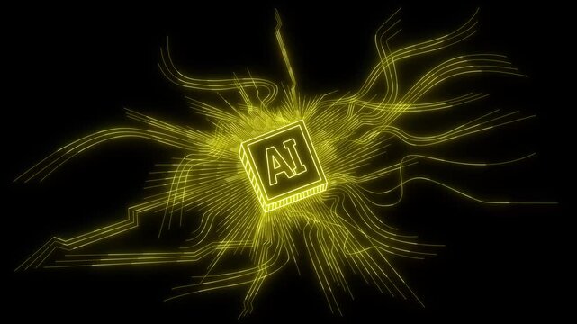 neon Ai Hi-tech digital hud technology innovation futuristic circuit Abstract design. AI artificial intelligence. Modern micro chip design network connection  data deep machine learning Cyberspace .