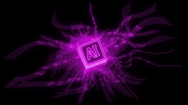 neon Ai Hi-tech digital hud technology innovation futuristic circuit Abstract design. AI artificial intelligence. Modern micro chip design network connection Big data deep machine .