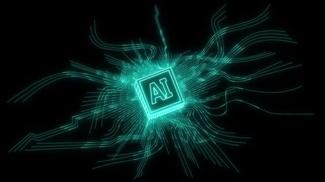 neon Ai Hi-tech digital hud technology innovation futuristic circuit Abstract design. AI artificial intelligence. Modern micro chip design network connection Big data deep machine learning Cyberspace 