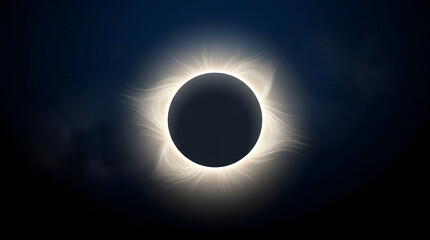 Obraz premium Beautiful total solar eclipse reflected on a calm lake with a peaceful landscape and dramatic natural lighting.