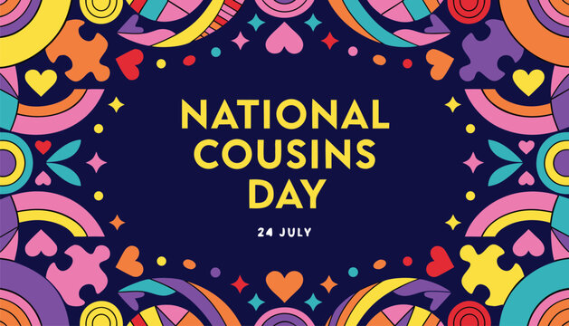 Colorful flat design illustration celebrating national cousins day in july