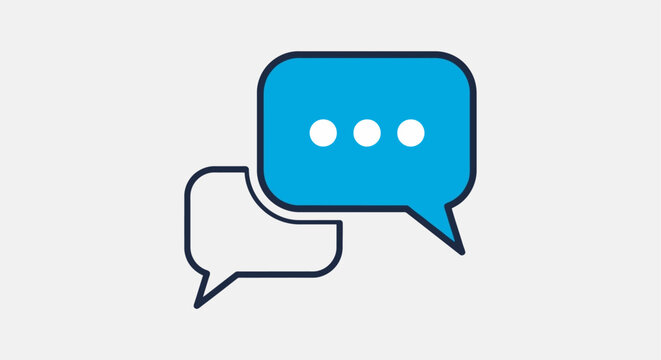 Blue Chat Bubble With Typing Indicator.