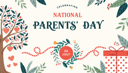Decorative greeting card design for celebrating national parents day event © vectyx2
