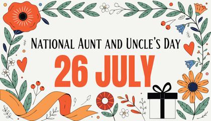 Decorative floral greeting card for national aunt and uncle day celebration © vectyx2