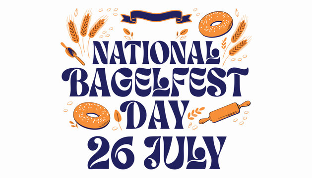 National Bagelfest Day celebration typography design with fresh baked bagels