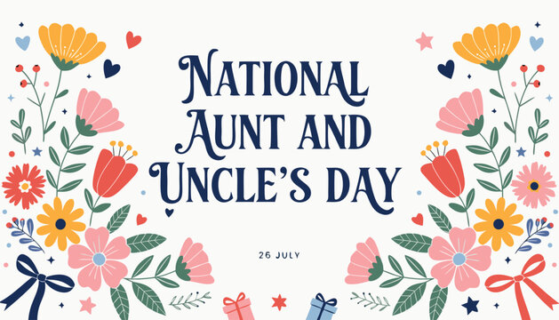 Elegant floral frame design for national aunt and uncle day celebration