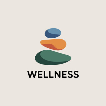Colorful stacked stones wellness logo design concept.