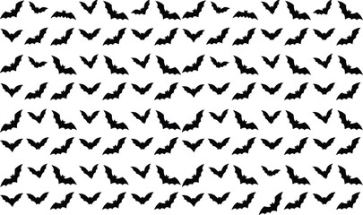 Fototapeta premium Seamless pattern of black bats in flight against a white background halloween themed design