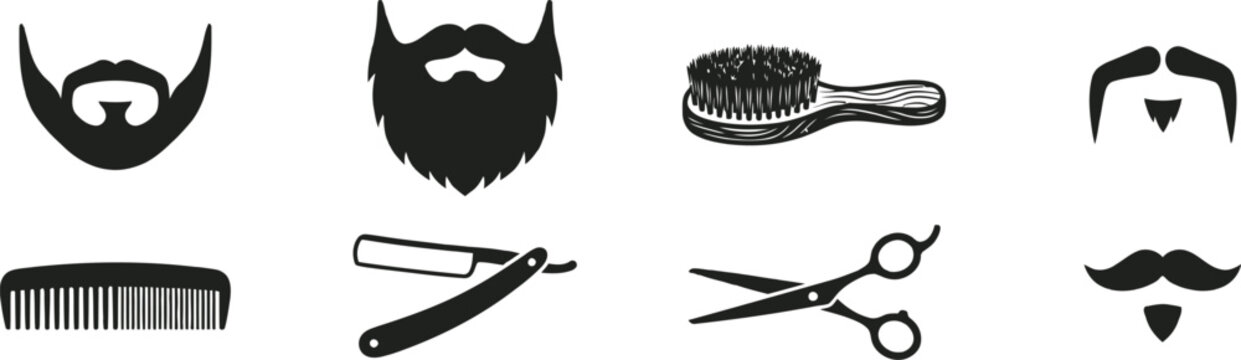 Black barber icons set