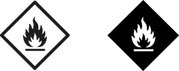 Obraz premium Flammable hazard warning symbol icon with flammable industrial chemical emergency combustible protection material combustion industry