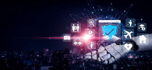 Obraz premium AI analyzing insurance data for claims, risk prediction, and fraud detection, improving policy management and customer support Parse