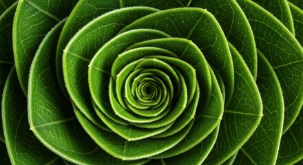 Obraz premium A detailed macro shot capturing the vibrant texture of tightly coiled, naturally curly green leaves, forming an intricate, swirling pattern, twisting, raw, closeup
