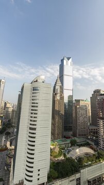 Chongqing city skyscraper towers view vertical