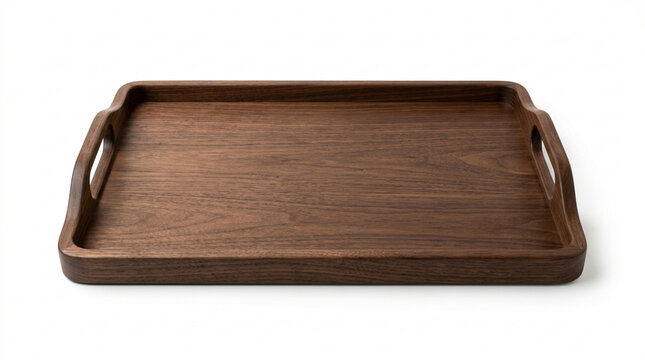 empty wooden tray isolated on white