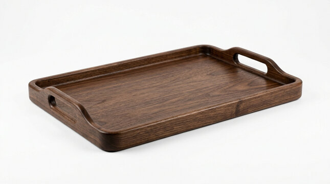 wooden tray isolated with white background 