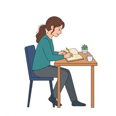 Fototapeta premium Woman journaling at desk, practicing self care and mental wellness for work life balance