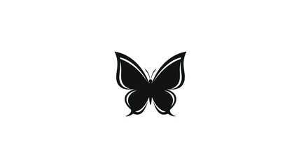 Black butterfly silhouette on a white background graphic design element © Rumana
