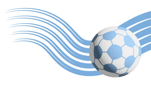 Argentinian soccer ball illustration. blue and white football symbol isolated. artistic polygon hexagon winding ribbons effect football design for light and dark color background PNG.